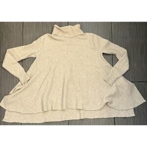 Free People Women’s Sand Lagenlook Oversized Sweater Size XS Asymetrical